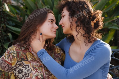 Preview: Couple of lesbian girls in love show their love on gay pride day