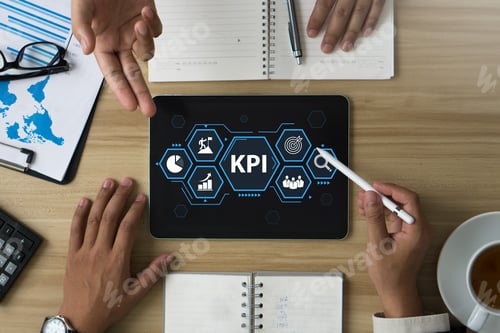 Preview: KPI, Key Performance Indicator.Business people presentation, question feedback and planning ideas.