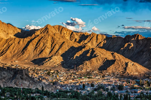 Preview: Aerial view of Leh town in Ladakh