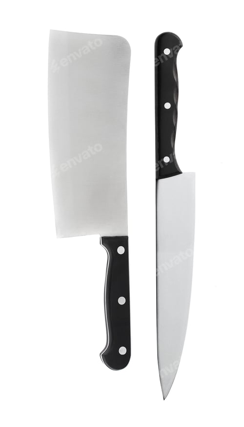 Preview: Butcher Knife and Cleaver on White Background