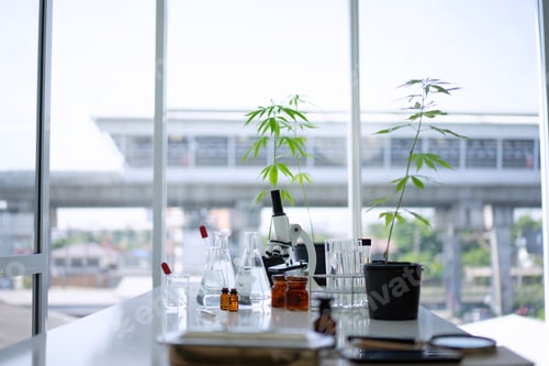 Preview: Scientist research cannabis at laboratory room.