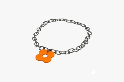 Preview: Silver chain necklace with circular orange pendant