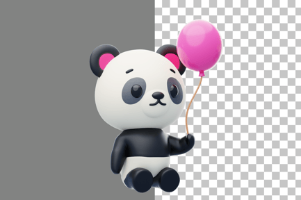 Preview: Panda Sitting Holding Balloon 3D Illustration