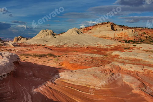 Striated Desert Landscape on a Sunny Day