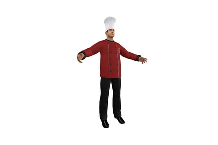 Preview: Chef in red jacket with extended arms