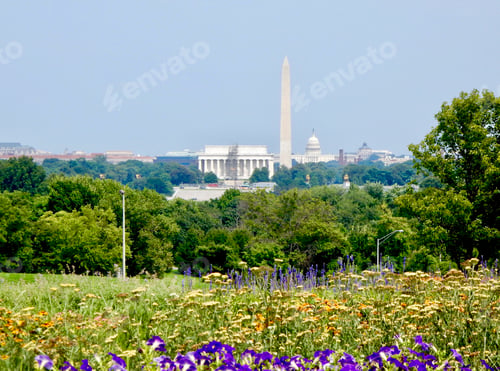 Preview: View of Washington, DC - the US Capitol building, Lincoln Memorial, and the Washington Monument.