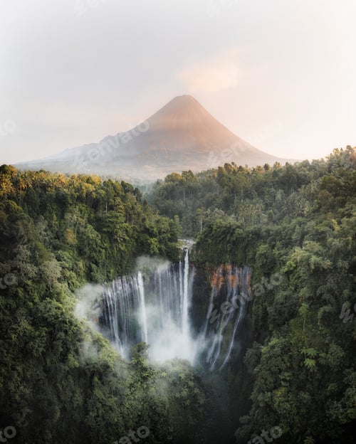 Preview: View of Mount Bromo and Tumpak Sewu Waterfalls, Indonesia