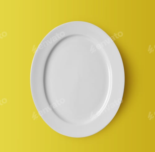 Preview: white ceramic plate on yellow