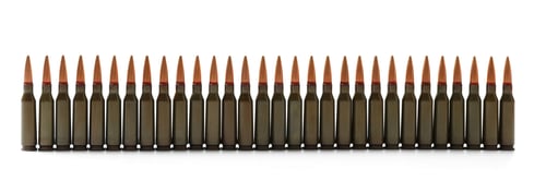 Preview: Bullets for firearms, live military cartridges on a white background.