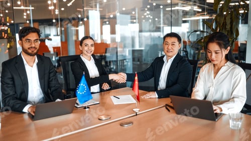 Preview: Diplomatic negotiations between countries in the office