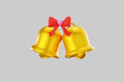 Preview: Golden wedding bells with red ribbon