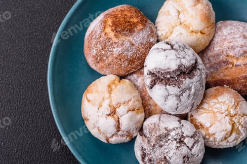 Preview: Sweet freshly baked round cookies of several types