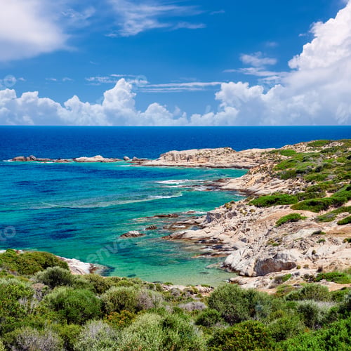 Preview: Beautiful beach and rocky coastline landscape in Greece