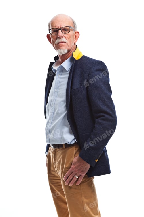 Preview: Serious Well Dressed Senior Man With Glasses. Isolated.