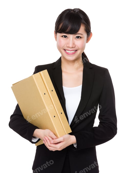 Preview: Asian businesswoman hold with document work