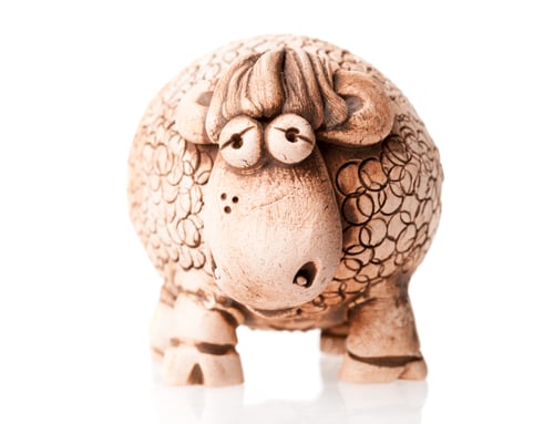 Preview: brown ceramic sheep statuette isolated on white background