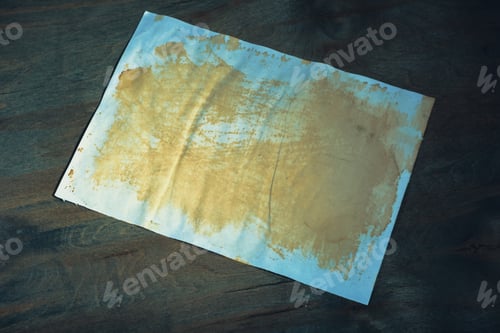 Preview: A Sheet Of Paper With The Effect Of Aging On Dark Wooden Background.