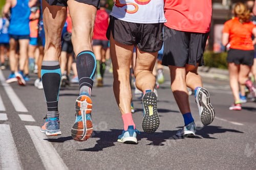Preview: Marathon runners on the street. Healthy lifestyle. Athletes