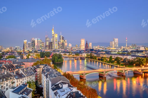 Preview: Frankfurt, Germany City Skyline Over The Main River.