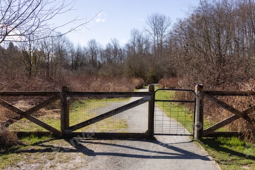 Preview: Dog Park Gate at a Scenic Trail in a city park