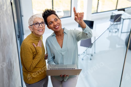 Preview: Business people with laptop, innovation in research and programming for future app technology