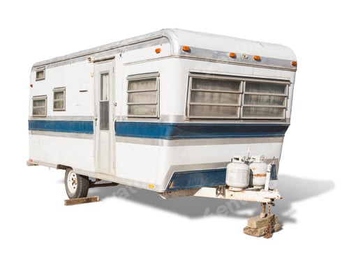 Preview: Classic Old Camper Trailer Isolated on White.