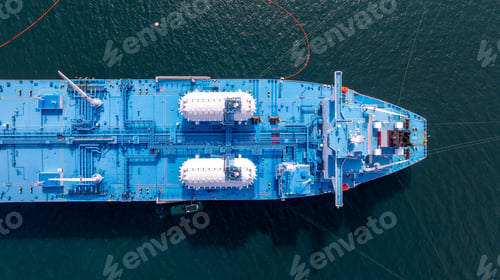 Preview: Aerial view oil ship tanker vessel loading and unloading in oil terminal station refinery.