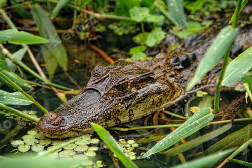 Preview: Detail of a beautiful little caiman in the water in Tortuguero. Costa Rica