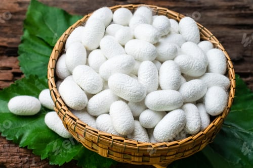 Preview: white silk cocoon, silky, fiber