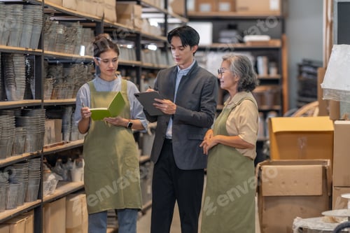 Preview: Asian Male Investor Touring Family-Run Ceramic Warehouse for Partnership Deal