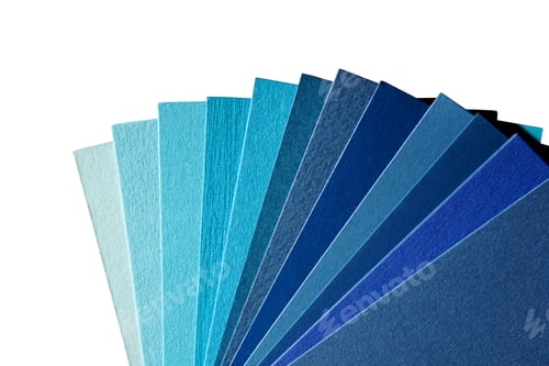 Preview: A palette of shades of blue, paper on a white background.