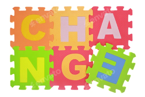 Preview: Word "Change" jigsaw puzzle pieces isolated on white
