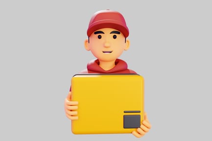 Preview: Delivery man holding a yellow package