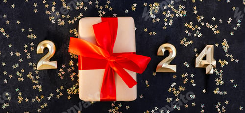 Preview: Merry Christmas and Happy new year 2024 background. Winter holiday celebration mockup