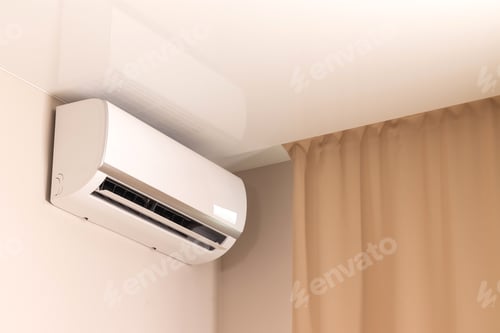 Preview: White air conditioner in modern room