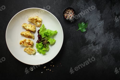 Preview: Cauliflower Grilled (Fried Grill Vegetables Or Snack Salad, Bruschetta With Tomato) Menu Concept