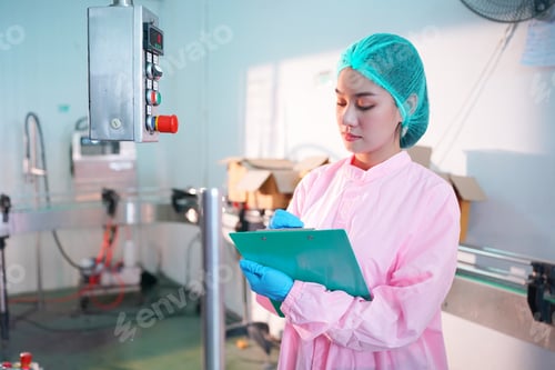 Preview: Industry Worker entering data in machine at factory