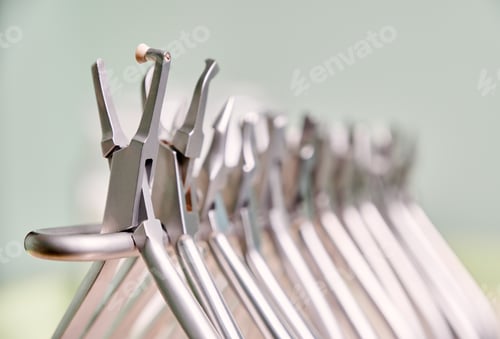 Preview: Collection of orthodontic instruments for dental procedure.