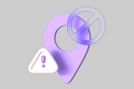 Preview: Location pin with warning symbols.