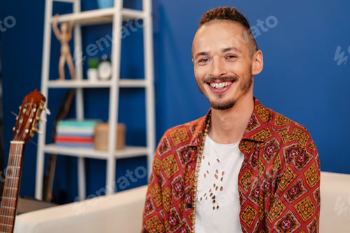 Preview: Close-up portrait of a young stylish man with dreadlocks