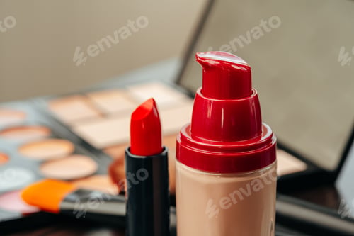 Preview: Make up products on vanity table close up