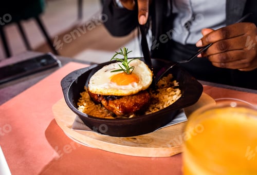 Preview: Close up shot of food on a restaurant table.