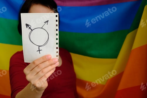 Preview: Transgender symbol on a black background close-up
