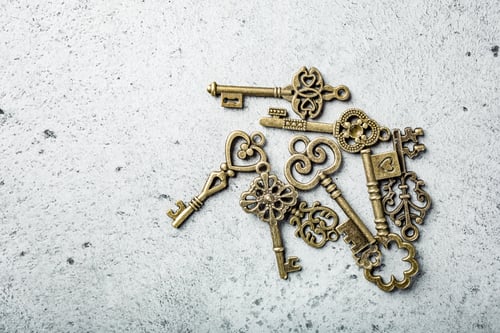 Preview: Overhead shoot of many different old keys