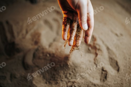 Preview: A human hand holds a handful of rich,