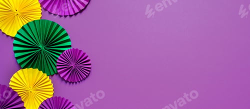 Preview: Mardi gras.Holidays mardi gras masquarade, venetian mask fan over purple background. view above,ma