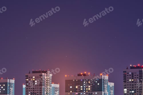Preview: Multistorey buildings at night lights,