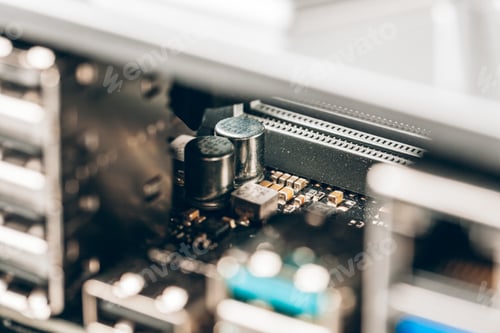 Preview: Close up of a electronic circuit board with processor