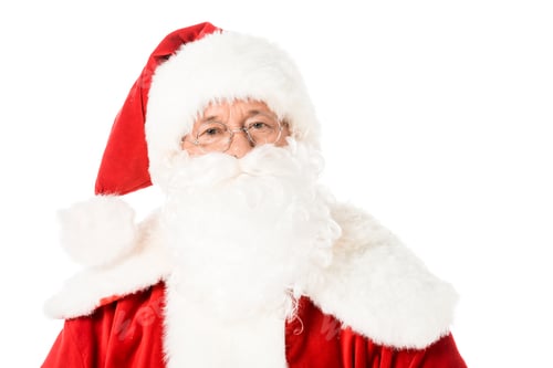 Preview: close-up portrait of santa claus looking at camera isolated on white