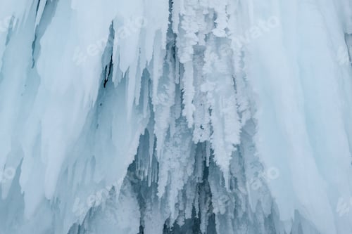 Preview: Frozen Waterfall with Icicles on Winter Day